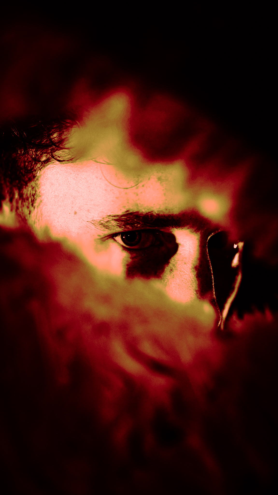 Red and black close-up portrait artwork for I jus figured. by ProllyRed